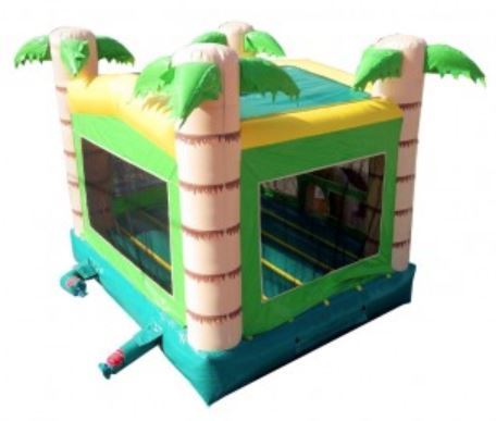 Tropical Bounce House windows with safety netting
